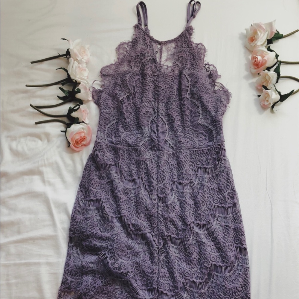 FREE PEOPLE PURPLE LACE DRESS WITH BUTTONS